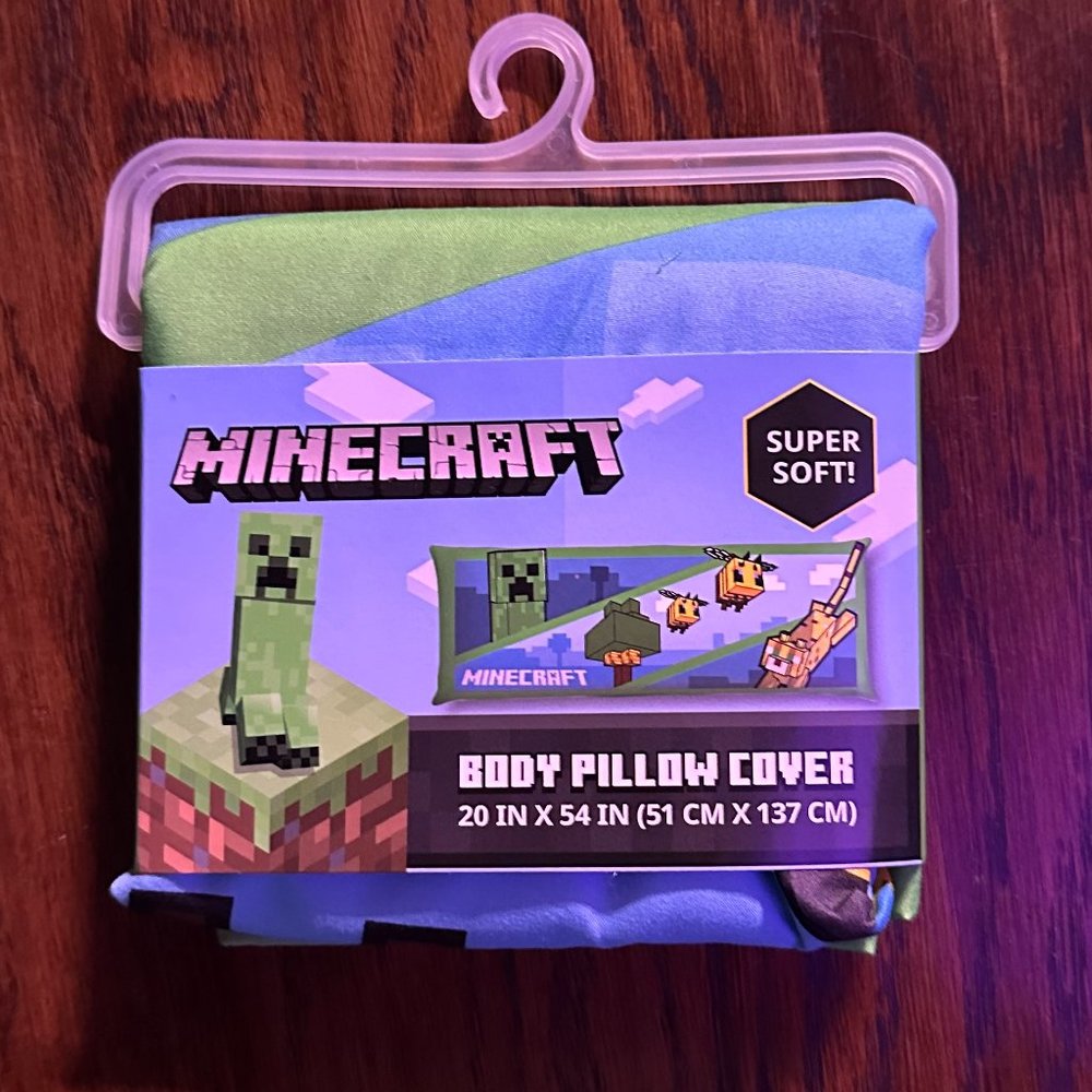 New Minecraft Creeper Bee Body Pillow Case Cover MC soft Mojang Microsoft - NWT